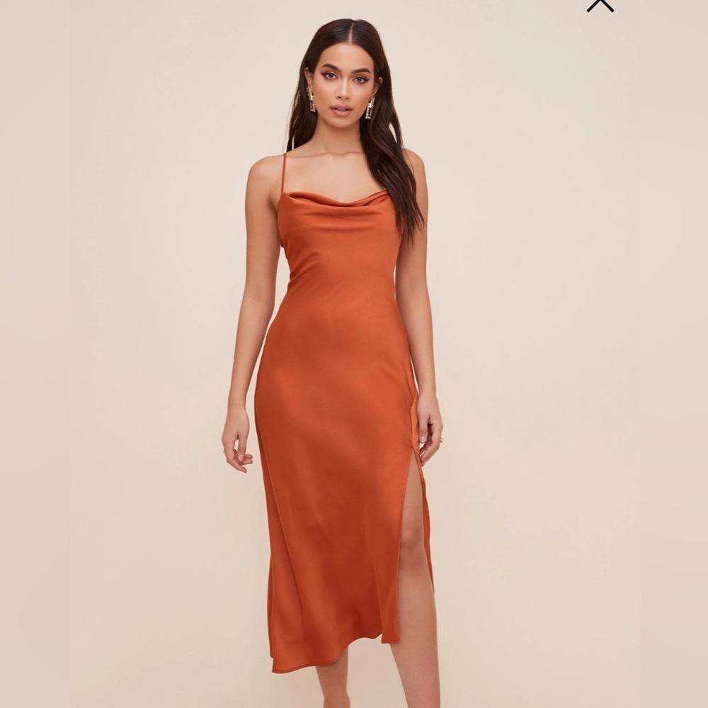 Astr Rust Midi Dress